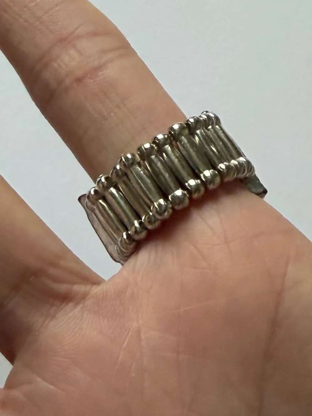 silver chunky adjustable gemstone ring